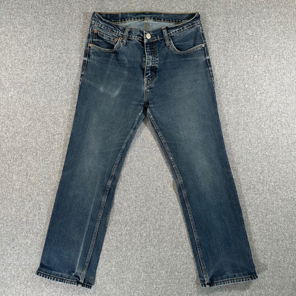 Levis 513 Slim Straight Jeans Mens 36x32 Blue Denim Pants Stretch Casual 513